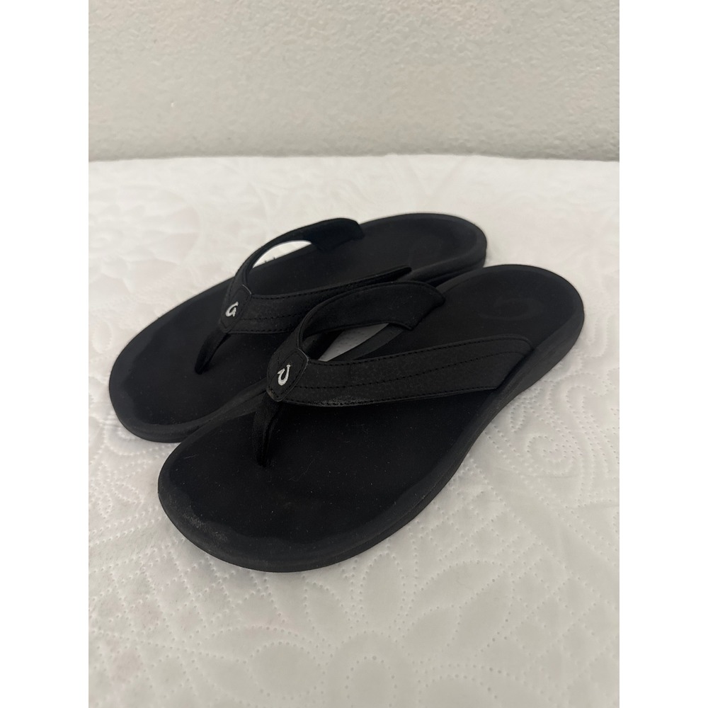 Olukai Ohana Black Flip Flop Thong Sandals Size 9